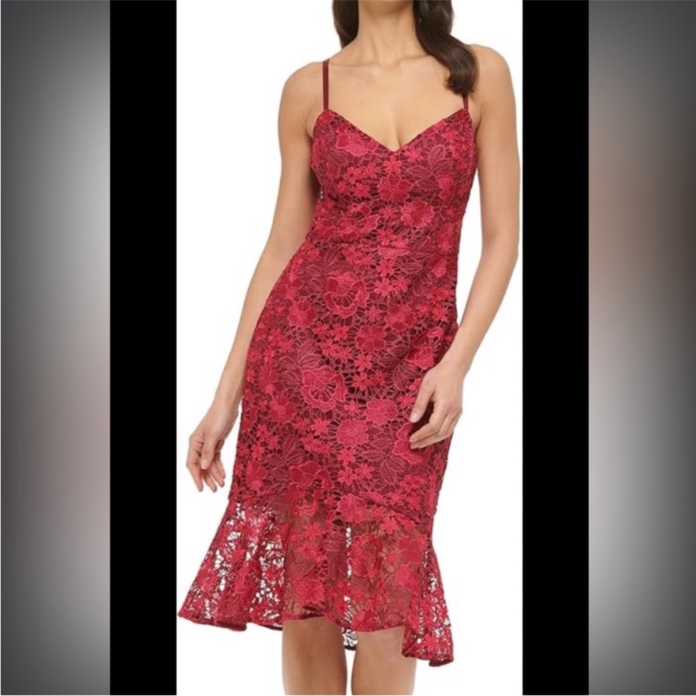 Guess Red Floral Lace Chemise